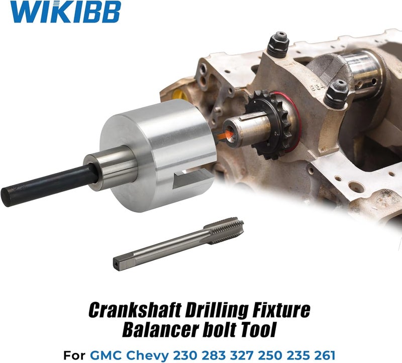 WIKIBB Crankshaft Drilling Pin Fixture Tool Balancer Bolt Compatible with GMC Chevy 230 283 327 250 235 261 (Include Tap & Drill Bit) - Image 2